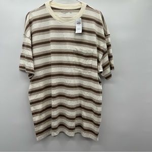 NWT Abercrombie and Fitch tan stripped shirt mens size XL.